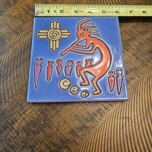 Southwestern Indigenous Art Kokopelli Terra Cotta Glazed Tile Mag Mor